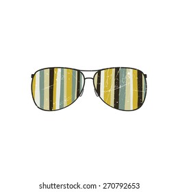 Aviator sunglasses shape with striped reflection