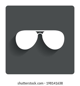 Aviator sunglasses sign icon. Pilot glasses button. Gray flat button with shadow. Modern UI website navigation. Vector