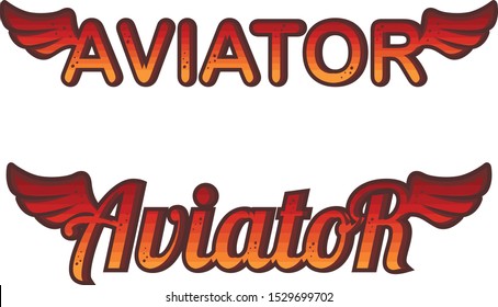 aviator text with red wing set vector art