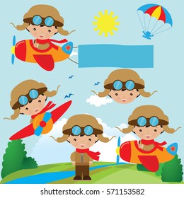 Aviator vector cartoon illustration