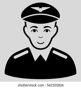 Aviator vector icon. Flat black symbol. Pictogram is isolated on a light gray background. Designed for web and software interfaces.