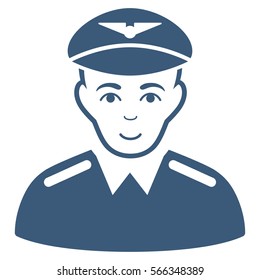 Aviator vector icon. Flat blue symbol. Pictogram is isolated on a white background. Designed for web and software interfaces.