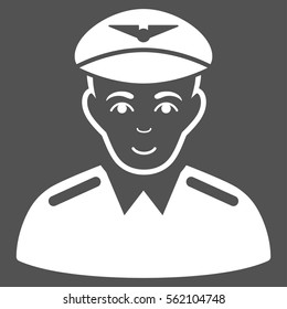 Aviator vector icon. Flat white symbol. Pictogram is isolated on a gray background. Designed for web and software interfaces.