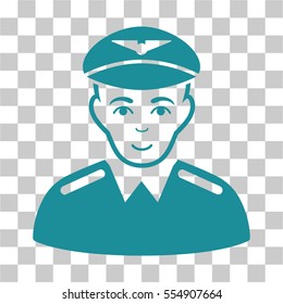 Aviator vector icon. Illustration style is flat iconic soft blue symbol on a chess transparent background.