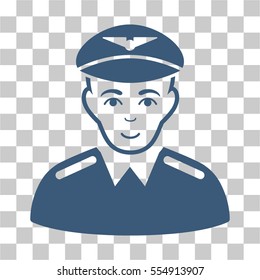 Aviator vector pictograph. Illustration style is flat iconic blue symbol on a chess transparent background.