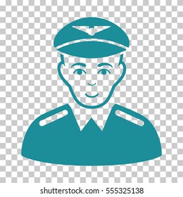 Aviator vector pictograph. Illustration style is flat iconic soft blue symbol on a chess transparent background.
