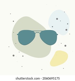 Aviators glasses vector icon. Pilot's glasses. Sunglasses protect from the sun on multicolored background. Layers grouped for easy editing illustration. For your design.