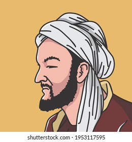 Avicenna (ibnu Sina)  In Vector Illustration. He Was Persian Polymath, Physician, Astronomer And Thinker Of The Islamic Golden Age And The Father Of Early Modern Medicine.