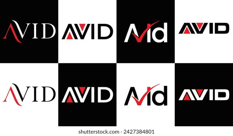 AVID-Logo. Ein V ID-Design. Weißer AVID-Buchstabe. AVID, A V I D Brief Logo Design. Anfangsbuchstabe AVID verknüpftes kreisförmiges Monogramm-Logo. Vektor-Design mit einem VID-Buchstaben-Logo. top , Zuletzt, Feature