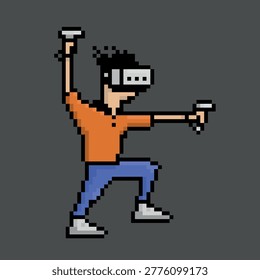 Avid VR player in pixel art style