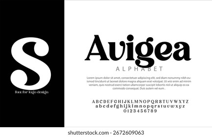 Avigae regular vector alphabet font for logo design
