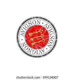 Avignon city grunge rubber stamp on white