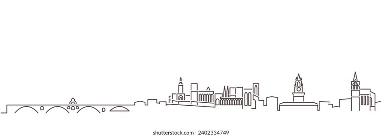 Avignon Dark Line Simple Minimalist Skyline With White Background