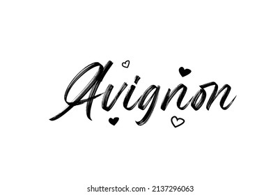 Palabra de texto de la tipografía de la ciudad de grunge de Avignon con estilo de grunge. Grabado a mano. Texto moderno de caligrafía