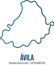 Avila province in Castile and León, Spain simplified linear map
