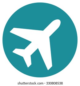 Avion vector icon. Style is flat soft blue symbol, rounded angles, white background.