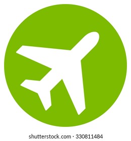 Avion vector icon. Style is flat eco green symbol, rounded angles, white background.