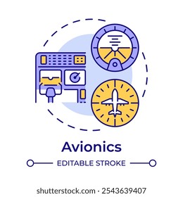 Avionics multi color concept icon. Navigation system, technology. Aviation electronics. Round shape line illustration. Abstract idea. Graphic design. Easy to use in infographic, presentation