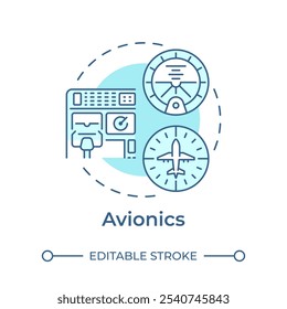 Avionics soft blue concept icon. Navigation system, technology. Aviation electronics. Round shape line illustration. Abstract idea. Graphic design. Easy to use in infographic, presentation