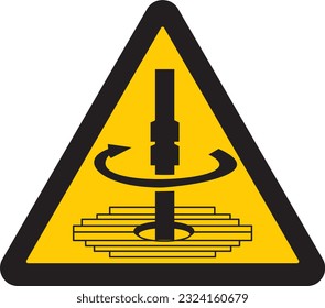 precaución, aviso, señal, símbolo, taladro, rotación, perforación, velocidad, giros, caution, warning, sign, symbol, drill, rotation, drilling, speed, turns