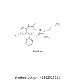 Avizafone flat skeletal molecular structure Benzodiazepine drug used in Organophosphate poisoning treatment. Vector illustration.