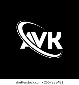 AVK-Logo. Logo-Design für AVK-Buchstaben. Initialen AVK-Logo mit Kreis und Großbuchstaben-Monogramm-Logo verknüpft. AVK Typografie für Technologie, Business und Immobilien Marke.