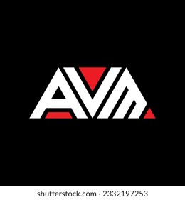 AVM triangle letter logo design with triangle shape. AVM triangle logo design monogram. AVM triangle vector logo template with red color. AVM triangular logo Simple, Elegant, and Luxurious design.