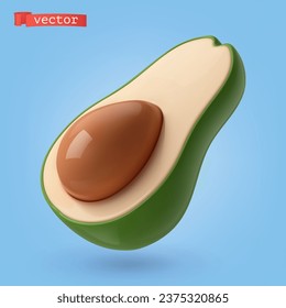 Avocado, 3d cartoon vector icon