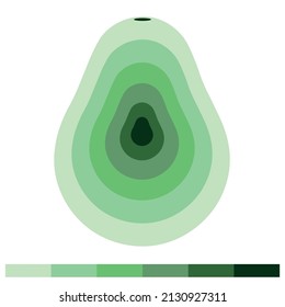 Avocado 6 pcs warm shades of color - Vector illustration