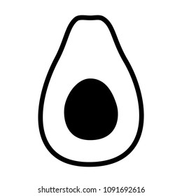 Avocado / alligator pear fruit with seed line art icon for food apps and websites