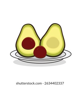 avocado. avocados. avocado slice. avocado in plate.