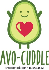 Avocado avo-cuddle icon with red heart