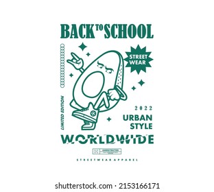 Avocado Back to School Graphic Design for T shirt Street Wear and Urban Style