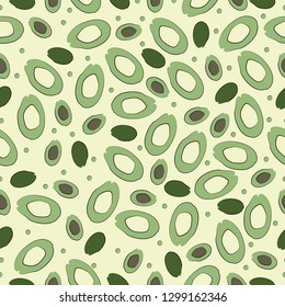 Avocado background. Fruit pattern. Seamless vector illustration with avocado.