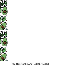 Fondo aguacate con lugar para el texto. Dibujo de aguacate