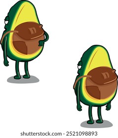 Avocado with bag. Collection of avocados depicting actions or activities of daily life, vector illustration.