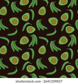 avocado and banana vector repeated pattern, seamless pattern design