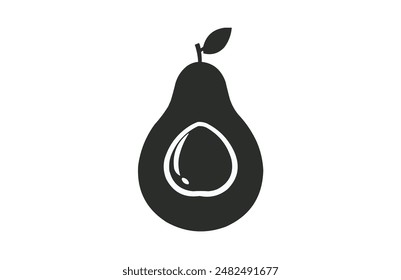 Avocado black icon, isolated on white background. Vector illustration.