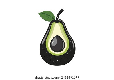 Avocado black icon, isolated on white background. Vector illustration.