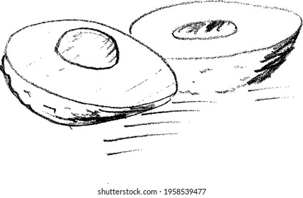 avocado black linear hand drawing