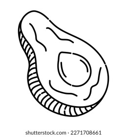 Avocado black and white vector line illustration