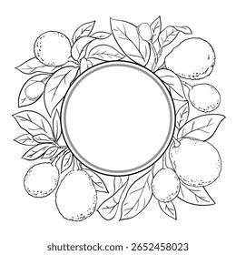 Avocado Branch Outline Round Frame