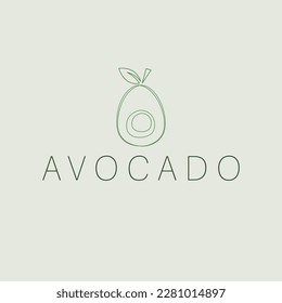 Avocado brand logo design. Avocado with leaf logotype. Fruit logo template.