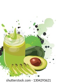 Avocado Breakfast Smoothie in isolated background