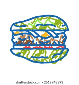 avocado burger food doodle icon sketch vector. avocado burger food sign. isolated symbol illustration