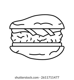 avocado burger food line icon vector. avocado burger food sign. isolated contour symbol black illustration