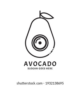 Avocado camera - Photography logo concept - avocado icon with a lens symbolizing the food photographer logo