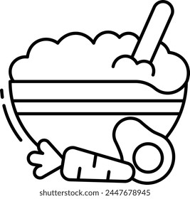 avocado and carrot puree outline vector illustration
