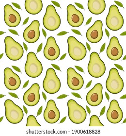 avocado cartoon background, avocado fruit seamless pattern