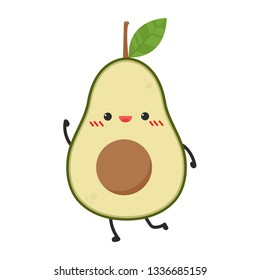 Avocado cartoon character design. symbol.